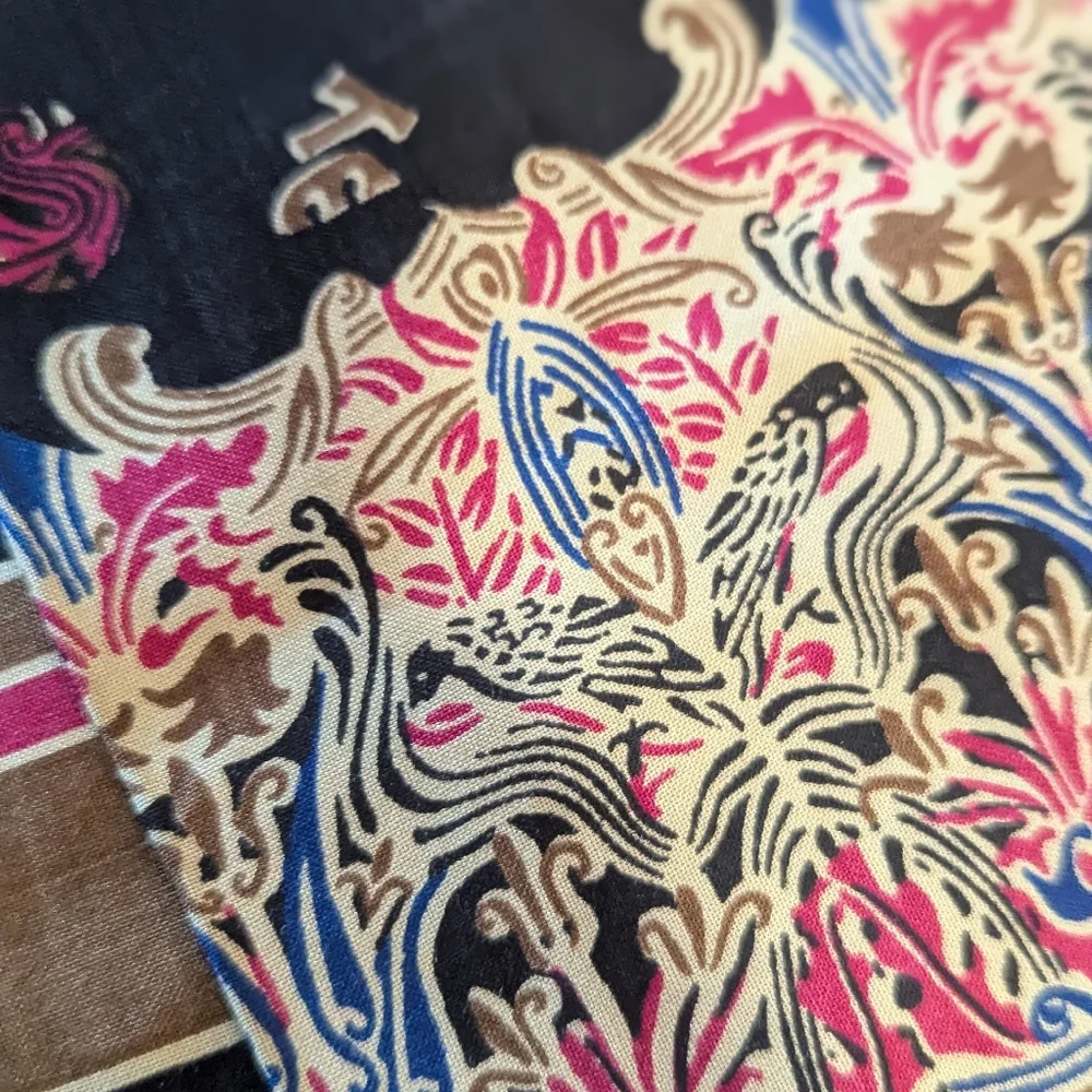 Vintage 70s Scarf Long Bohemian Hippie Retro  Classic Print Cotton TE Logo